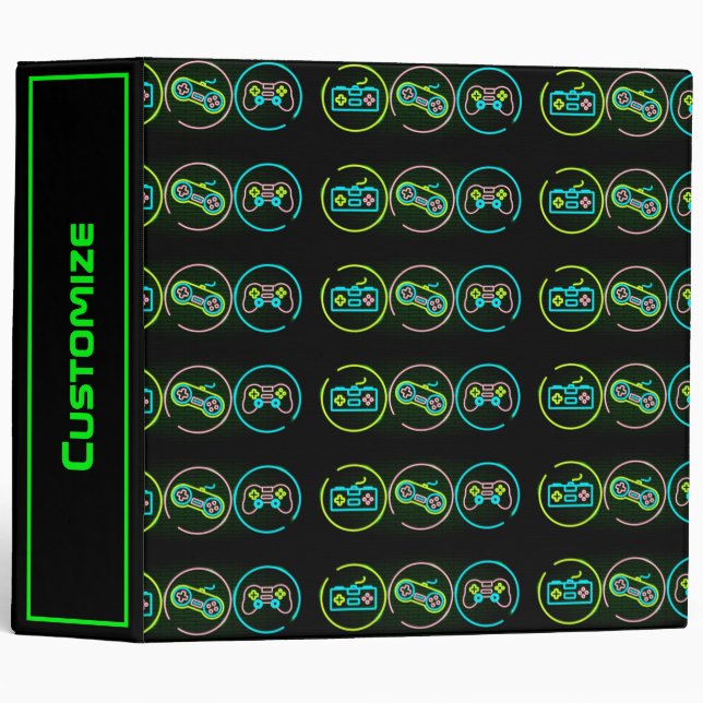 Black & Neon Gamer Binder (Front/Spine)