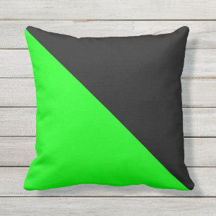 Black & Neon Green Diagonal Split Colour Pillow
