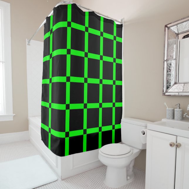 Black & Neon Green Grid Pattern (In Situ)