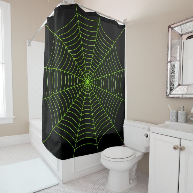 Black neon green spider web Halloween pattern (In Situ)