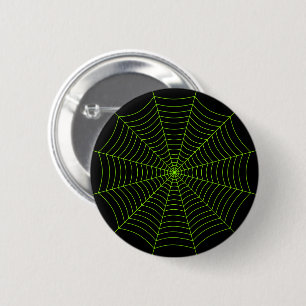Black neon green spider web Halloween pattern 2 Inch Round Button