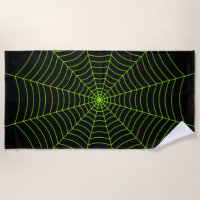 Black neon green spider web Halloween pattern