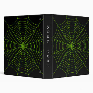 Black neon green spider web Halloween pattern Binder