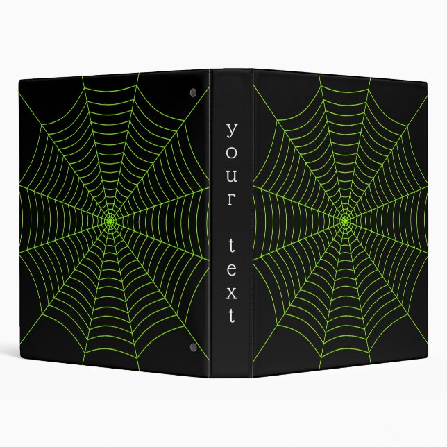 Black neon green spider web Halloween pattern Binder (Background)