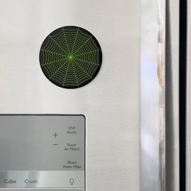 Black neon green spider web Halloween pattern Magnet (In Situ (Fridge))