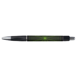 Black neon green spider web Halloween pattern Pen
