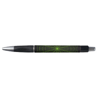 Black neon green spider web Halloween pattern Pen