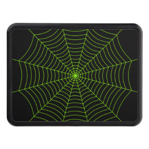 Black neon green spider web Halloween pattern Trailer Hitch Cover