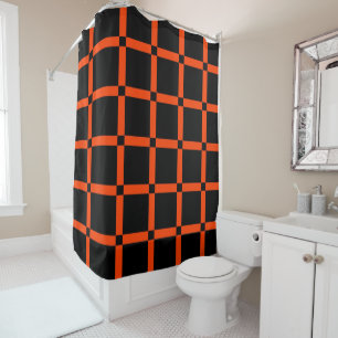 Black & Neon Orange Grid Pattern
