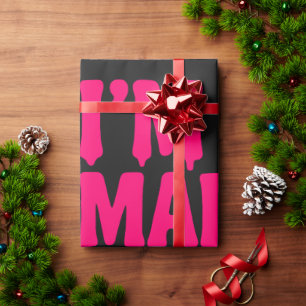 Black Neon Pink Wrapping Paper – Customizable