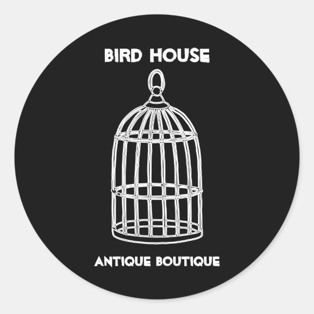 Black Nest Antique Decor Bird House Classic Round Sticker (Front)