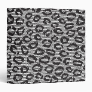 Black net lace with leopard pattern on white binder