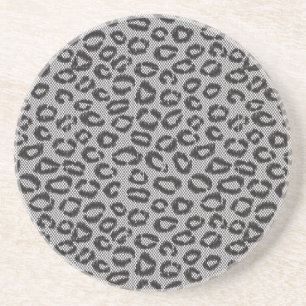 Black net lace with leopard pattern on white coaster