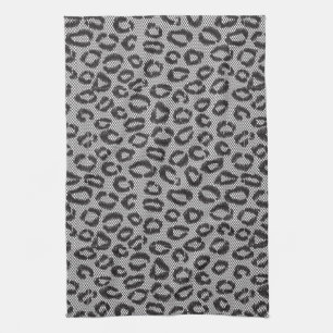 Black net lace with leopard pattern on white kitchen towel
