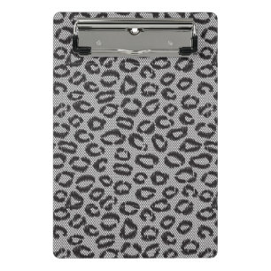 Black net lace with leopard pattern on white mini clipboard