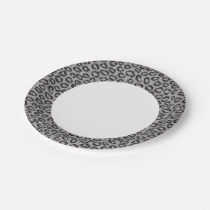 Black net lace with leopard pattern on white paper plate