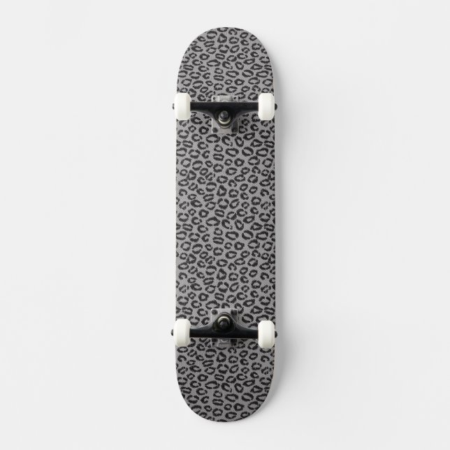 Black net lace with leopard pattern on white skateboard (Front)