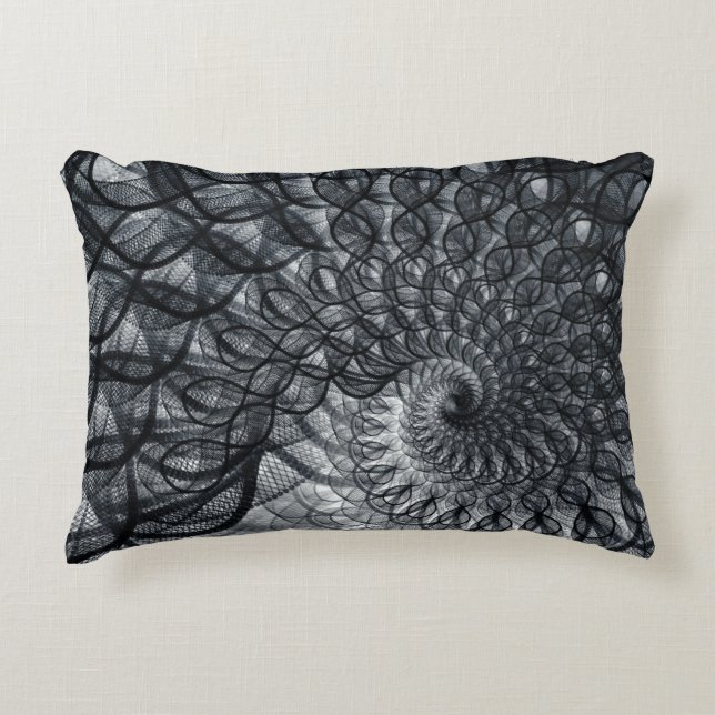 Black Net Painted Accent Pillow (Front)