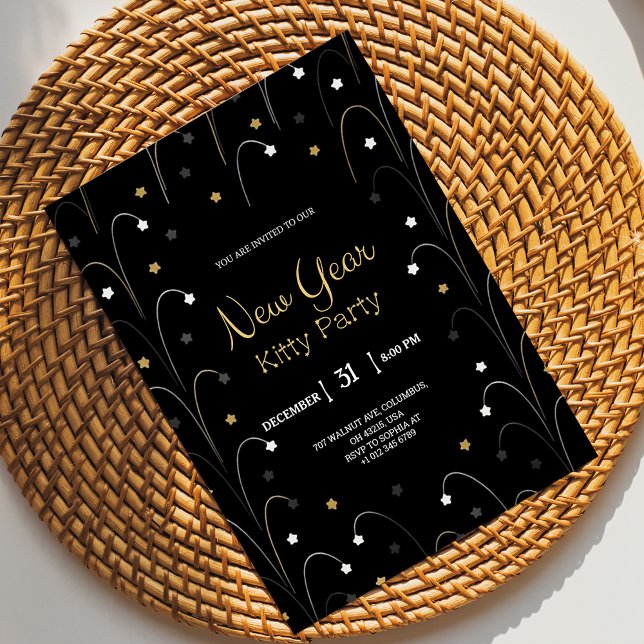 Black New Year invitation card with gold (Creator Uploaded)