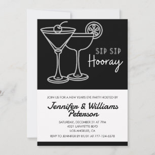 Black New year's eve invitation Cocktail