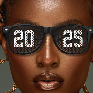 Black New Years Eve Party Retro Sunglasses