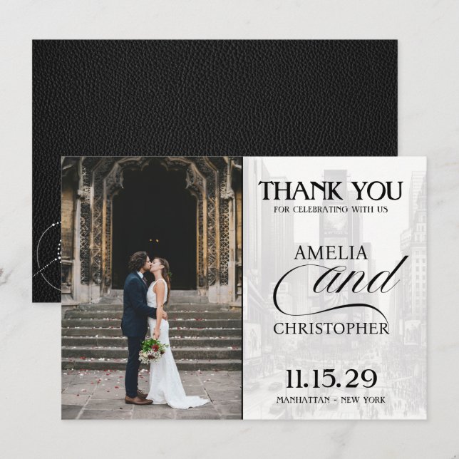Black New York City Passport Thank You Card (Front/Back)