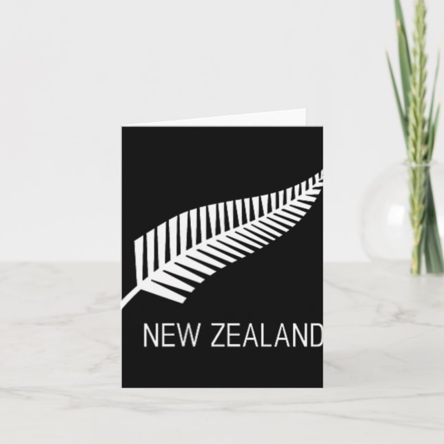 Black New Zealand Fern Shirt Mens Black Proud Kiwi Card (Front)