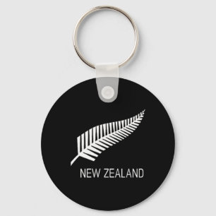 Black New Zealand Fern Shirt Mens Black Proud Kiwi Keychain