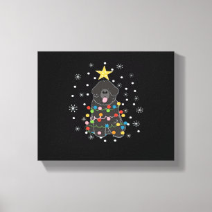 Black Newfie Newfoundland Dog Christmas Tree Class Canvas Print