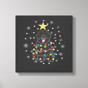 Black Newfie Newfoundland Dog Christmas Tree Class Canvas Print