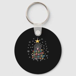 Black Newfie Newfoundland Dog Christmas Tree Class Keychain