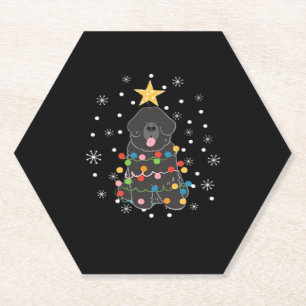 Black Newfie Newfoundland Dog Christmas Tree Class Paper Coaster