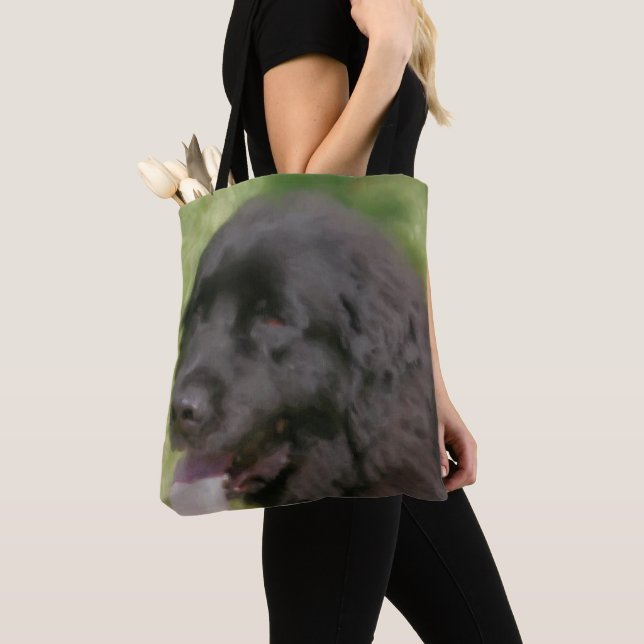 Black Newfoundland Dog Art  Tote Bag (Close Up)