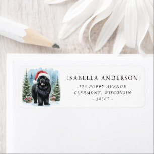 Black Newfoundland Dog Winter Watercolor Adresse