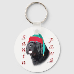 Black Newfoundland Santa Paws Keychain