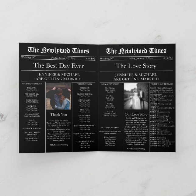 Black Newspaper Wedding Timeline Program Story (Inside)