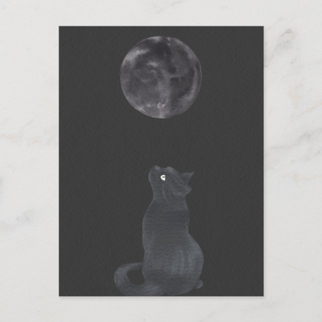 Black night Mystical moon cat  Postcard (Front)