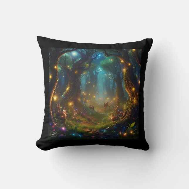 Black Nights of Jugnu Love Throw Pillow (Front)