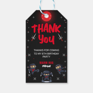 Black Ninja Birthday Party Gift Tag