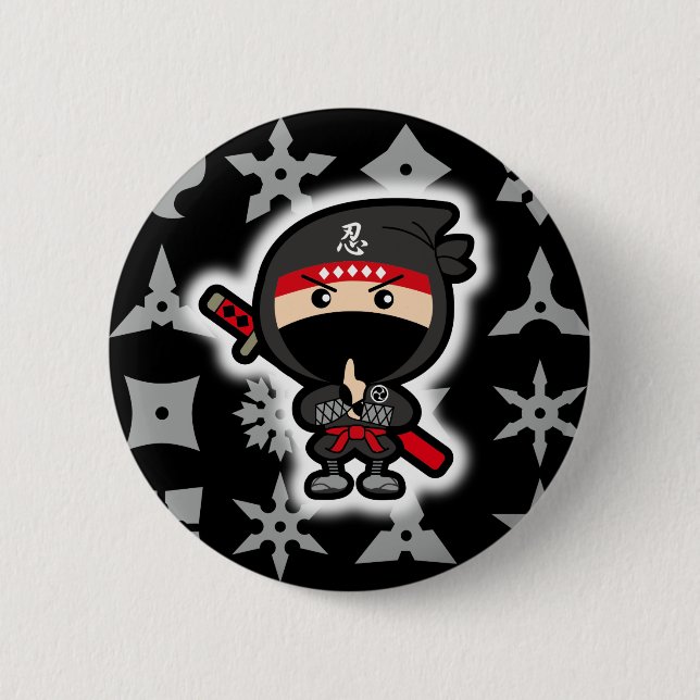 Black Ninja Boy 2 Inch Round Button (Front)