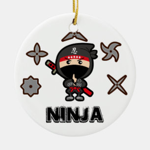 Black Ninja Boy Ceramic Ornament