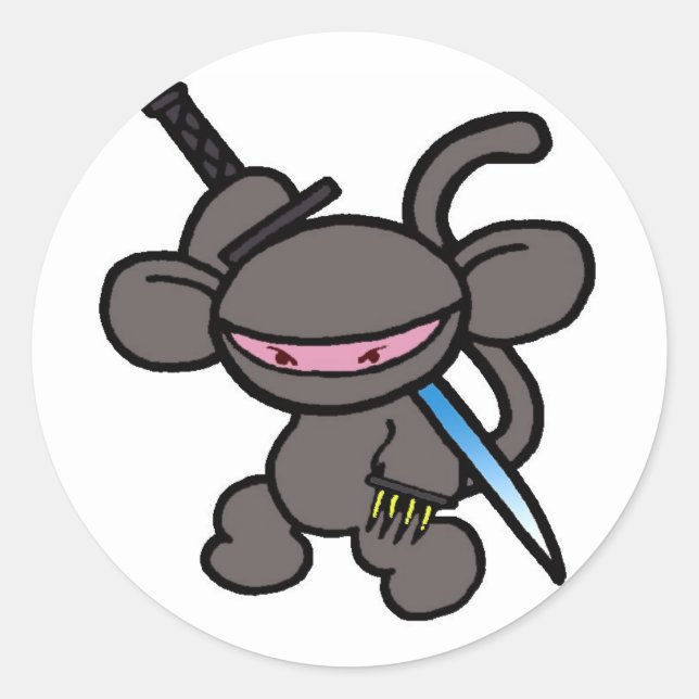 Black Ninja Claw-No Words Classic Round Sticker (Front)