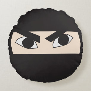 Black Ninja Round Pillow
