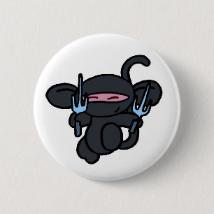 Black Ninja with Sai-No Words 2 Inch Round Button