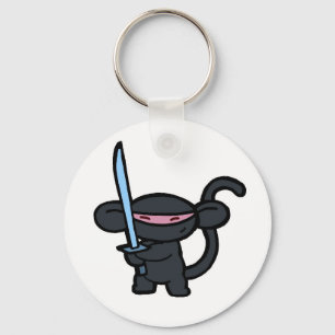 Black Ninja with Sword- No Words Keychain