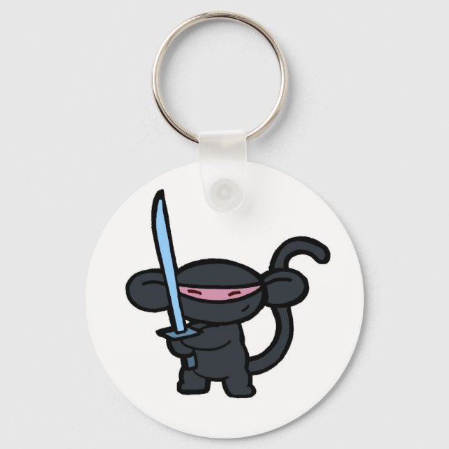 Black Ninja with Sword- No Words Keychain (Front)