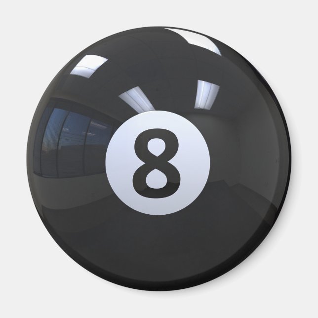 Black No. 8 Billiard Pool Ball Magnet (Front)