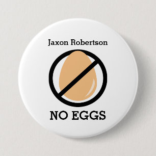 Black No Eggs Kids Egg Allergy Alert 3 Inch Round Button