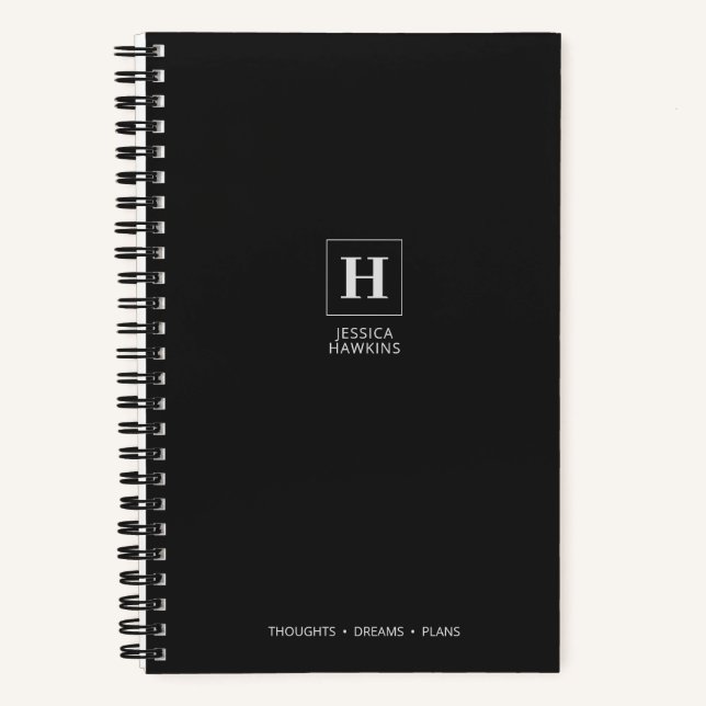 Black Noir Classic Monogram Notebook (Front)