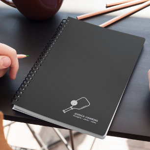 Black Noir Pickleball Paddle & Ball Personal Notebook